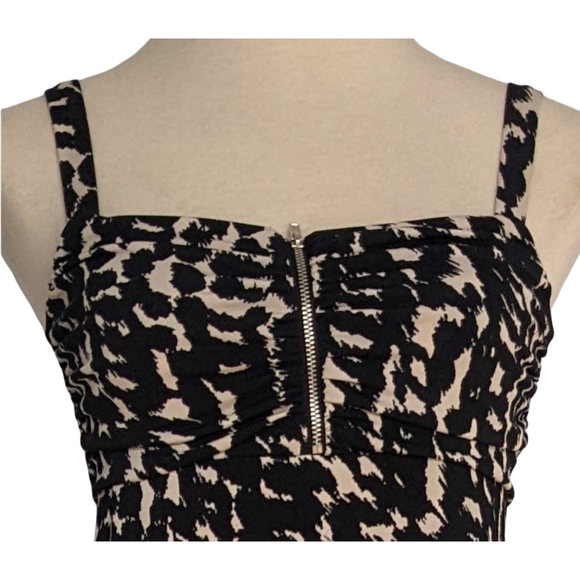New H&M Black/White Divided Animal Print Stretchable Sweetheart Maxi Dress Sz/4 - Picture 5 of 8